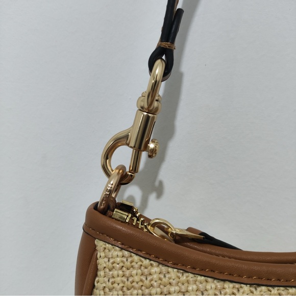 Coach Light Beige Woven Straw Hobo Bag - Picture 7 of 10
